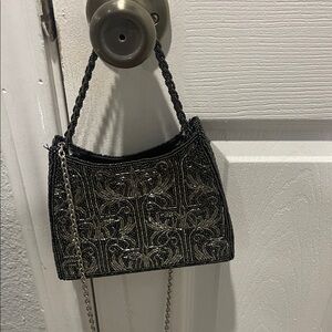 Elegant Black Beaded Handbag
